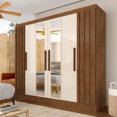 Imagem de Roupeiro Casal 6 Pts Ripado Com Espelho Camille Frei/off Premium - M.a