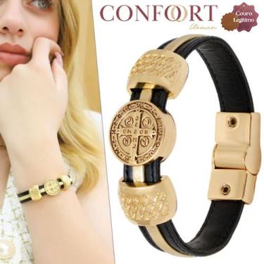 Imagem de Pulseira São Bento Feminino Magnética Dourada Ouro 18K - GRANADO ACESS