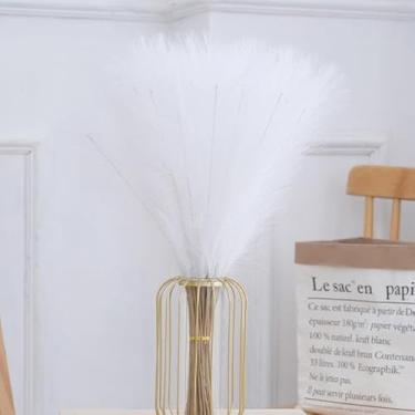 Imagem de kit 20 Flores artificiais de junco, rabo de cão e junco decorativo para arranjos florais(Branco,Aproximadamente 53 cm)