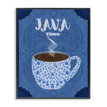Imagem de Stupell Industries Caneca de café azul Java Time design artístico giclée emoldurado preto por Lori Mosley, 76 x 61 cm