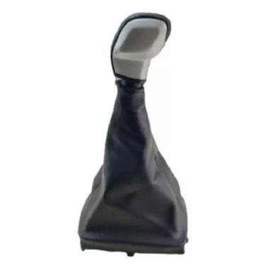 Imagem de Coifa + Manopla Bola Prata Cambio Peugeot 206 207 Napa Preta