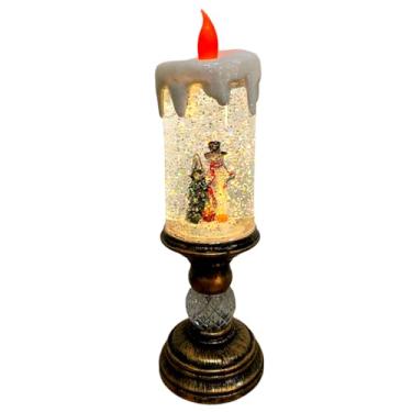 Imagem de Velas de Natal sem chama, boneco de neve, globo de neve de Natal com música e neve caindo, velas falsas de LED para decoração interna e externa, casamento, decorações de mesa (boneco de neve)