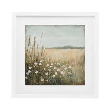 Imagem de Stupell Industries Impressão emoldurada branca Daisy Dream Landscape Under Glass da Petal Prints Design, 40,6 x 40,6 cm