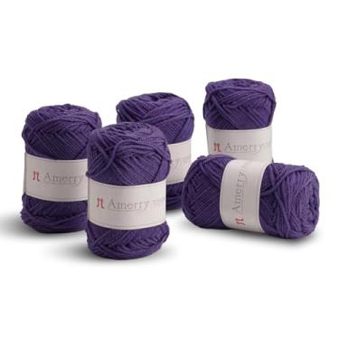 Imagem de Conjunto de 5 novelos Hamanaka Amerry, peso médio, 70% lã merino da Nova Zelândia, 30% mistura acrílica, fio macio e fácil de tricotar para tricô e crochê, feito no Japão (Col. 18)