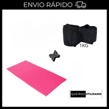 Imagem de Kit  PAR Caneleira 1KG + Colchonete rosa 90x40cm SC