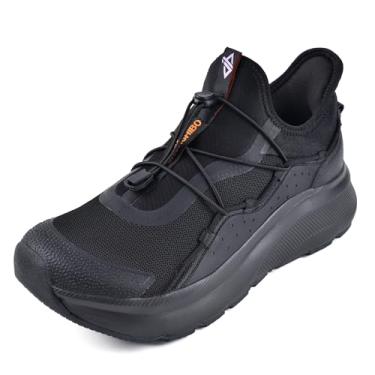 Imagem de JACKSHIBO Tênis masculino slip in Hands Free, bico largo, suporte de arco, tênis ortopédico para fascite plantar com amortecimento grosso, sola zero gota, almofadas metatarsais, Allblack, 8 Wide