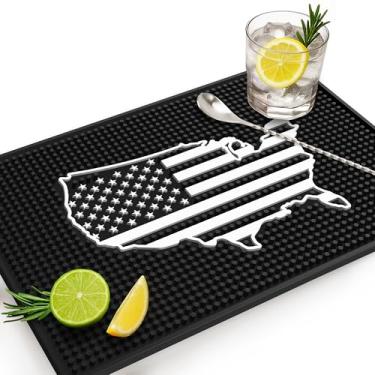 Imagem de Tapete de bar para bar doméstico, tapetes de bar para bancada, decoração de bar bandeira dos EUA, feito de borracha - 45 cm x 30 cm, acessórios de bar para bar doméstico, tapete de bar personalizado