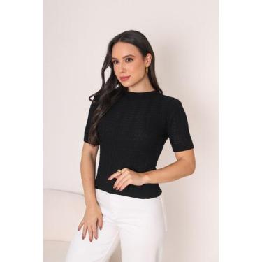 Imagem de Blusa T-Shirt Feminina Modal em Tricô Manga Curta Casual Elegante - Vi