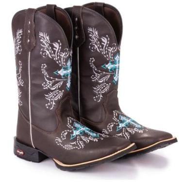 Imagem de Bota Texana Country Cruzeta Azul - texas boots, Marrom, 39