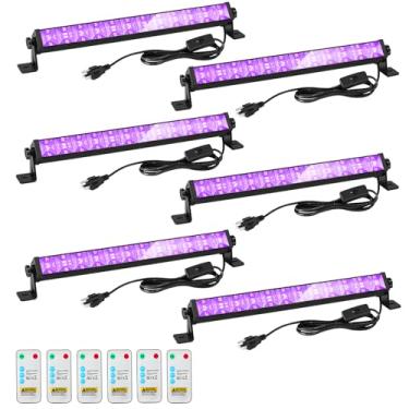 Imagem de ZHPINGMX Barra de luz preta LED de 48 W com controle remoto e interruptor, barras de luz negra com plugue e cabo de 2 metros, luz preta para festa brilhante, Halloween, quarto, pacote com 6