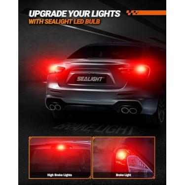 Imagem de SEALIGHT 7443 Luzes de freio vermelhas LED Blub, lâmpada LED 7441 7444 T20 W21W com projetor de substituição para luzes piscantes de estacionamento de parada traseira