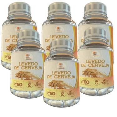 Imagem de Levedo De Cerveja - 60 Cápsulas 400Mg Kit Com 6 Potes - Lider Vendas