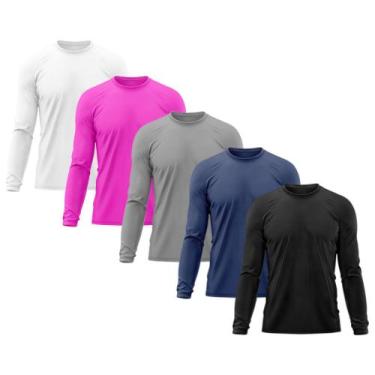 Imagem de Kit 5 Camisetas Masculina Térmica Proteção Solar UV  50/ Praia Treino 