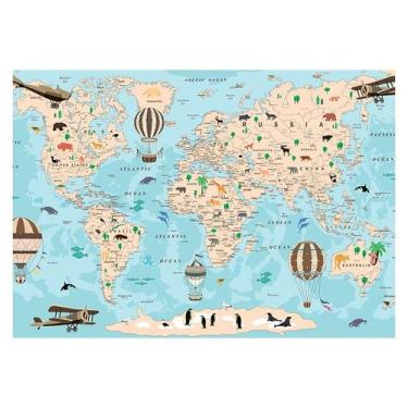 Imagem de Papel de Parede Adesivo Infantil Mapa Mundi Quarto Menino - 763pcm - A