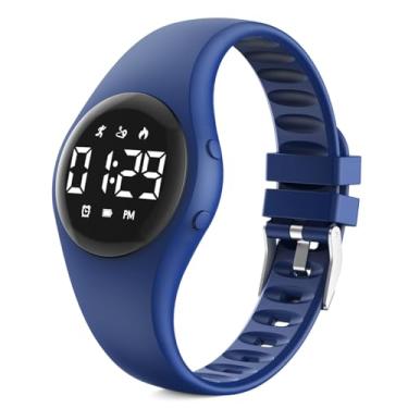 Imagem de Konewos Relógio rastreador de fitness digital simples para crianças, contador de passos, relógio de pulso impermeável, com pedômetro, despertador e calendário para crianças, meninos, meninas