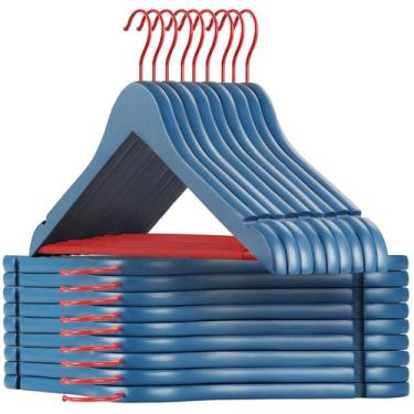 Imagem de Cabides de madeira TOPIA HANGER Premium, pacote com 16, azul/vermelho