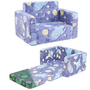 Imagem de Cadeira infantil confortável, sofá macio 2 em 1 dobrável para crianças, sofá conversível para espreguiçadeiras, presente para meninas e meninos, aniversário, universo