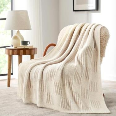 Imagem de Throw Blanket Snuggle Sac Cream Checkered Reversível