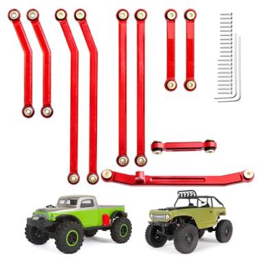 Imagem de HobbyPark High Clearance Links Set Steering Rod Tie Upgrades for Axial SCX24 Deadbolt AXI90081 B17 Upgrades 1/24 RC Crawler Car (Red)