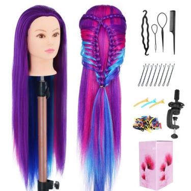Imagem de Mannequin Head Amyqueen de 29 polegadas com cabelo para modelar o cabe