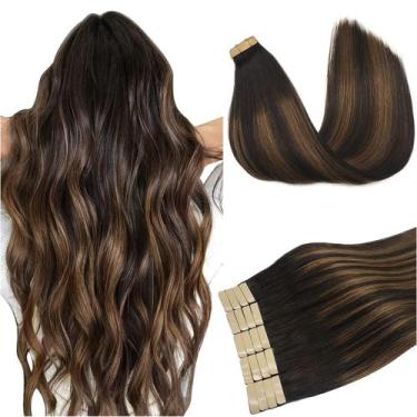 Imagem de Extensões de cabelo DOORES Tape em cabelo humano 50g 20pcs 40cm