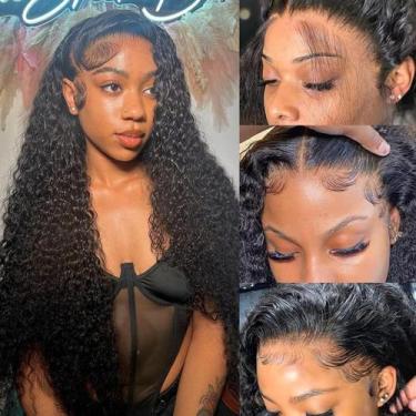 Imagem de Perucas frontais de renda Ksflaae Water Wave, cabelo humano de 26 pole