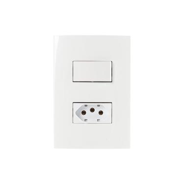 Imagem de Interruptor Simples 10a E Tomada 2p+t 20a Margirius Sleek Com Placa 4x2 Branco Branco