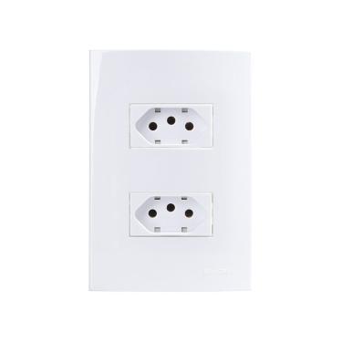Imagem de Tomada Dupla Margirius Sleek 2p+t 10a Com Placa 4x2 Branca