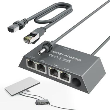 Imagem de Adaptador Ethernet Starlink Gen 3/Mini com cabo Cat 5e Gen3 Rj45 Starlink Gen 3 Adaptador Ethernet 1 a 4 dispositivos em rede simultaneamente para cabo Cat 5/5e/6/7/8 Conexão rápida e estável
