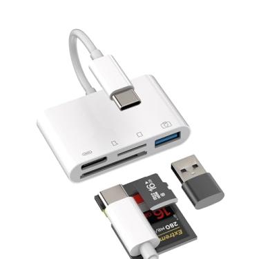 Imagem de Para iPhone15 Pro Max Plus (4 em 1) Hub USB C tipo C USB TF adaptador de leitor de cartão micro SD compatível com Samsung para Apple para iPad, MacBook, mouse, teclado, câmera, cartão de memória