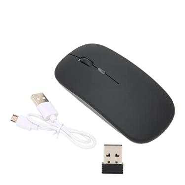 Imagem de Mouse para Jogos, Mouse Sem Fio 2.4G Mudo Carregável 7 Ultrafino para Laptop para Computador para Escritório (Preto)