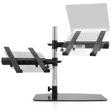 Imagem de Pyle Suporte duplo portátil para laptop – Suporte de mesa com braços, altura ajustável e design ergonômico para mixer DJ, equipamento de som, estação de trabalho, jogos e uso doméstico – PLPTS45