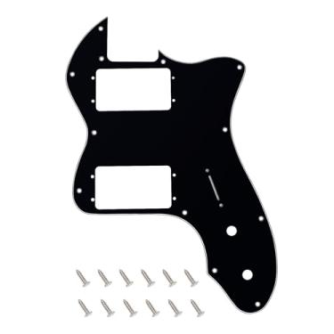 Imagem de Banworks 3 Ply Tele HH Pickguard 12 Furos Ampla Faixa Captador Slot Capa Telecaster Pickguard Scratch Plate para USA/Mexican Fender Vintage 72 Tele Thinline Style Guitarra Elétrica JT-HB-07 Preto