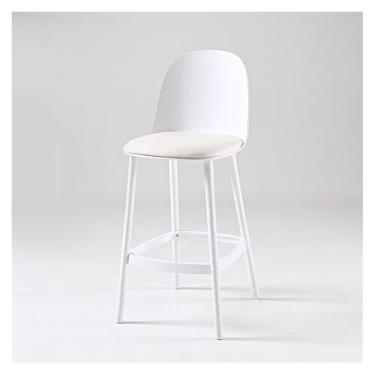 Imagem de Banco de bar de pub Bancos de bar para uso doméstico altos com encosto Cadeira ilha(Branco)