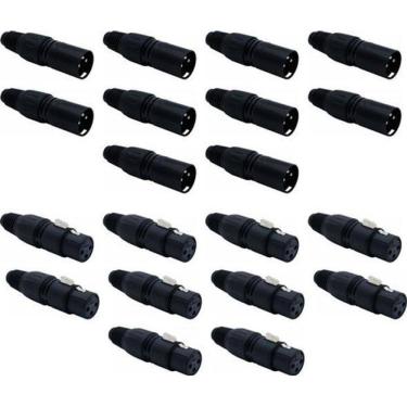 Imagem de Kit 20 Conector Xlr Canon Femea E Macho Preto Sk013 Sk014