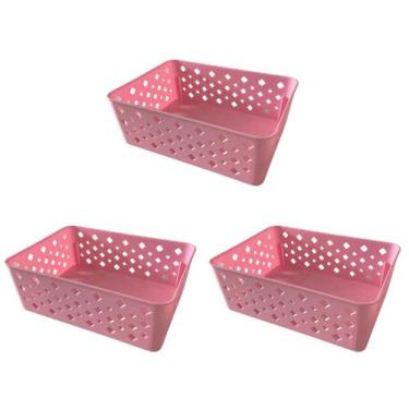 Imagem de Kit 3 Cestos Multiuso Organizador Empilhável Gaveta 19x14x6 - Trioplas