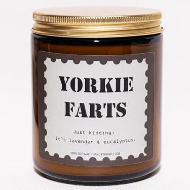 Imagem de Presentes e decoração Yorkie, presentes de Yorkie para mulheres, presente de mãe de cachorro, presente Yorkshire Terrier - Vela perfumada de cera de soja de lavanda e eucalipto, queima de 50 horas