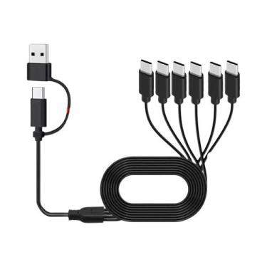 Imagem de Cabo Multi USB C 6 Em 1 Divisor Carregador Para iPhone 15 Android Sams