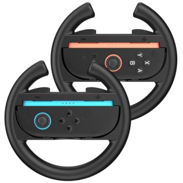 Imagem de MoKo Steering Wheel for Nintendo Switch 2 Joy-Cons, Racing Game Accessories for Switch 2 Joy-Con Controller, Compatible with Mario Kart 8 Deluxe, Black, 2 Pack
