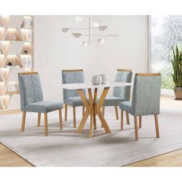 Imagem de Sala de Jantar com Vidro 4 Cadeiras 1,20 Andria Art Salas