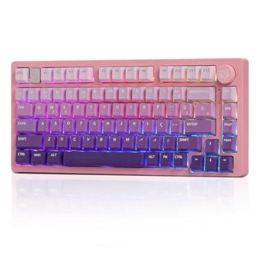 Imagem de Teclado Mêcânico Premium de Alumínio RGB Adamantiun Akira Lavander Pbt 75% Switch Racoon