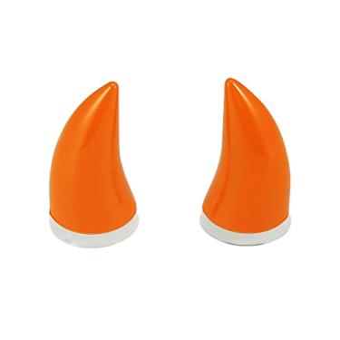 Imagem de Motoforti 2 peças de adesivos de teto estilo buzina de touro decoração de para-choque dianteiro traseiro decalques anticolisão com ventosa para para-lama de carro capacete de motocicleta laranja