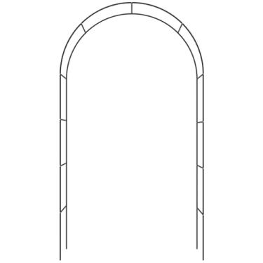 Imagem de Arco de metal grande treliça de ferro reutilizável para treliça multiuso ao ar livre para escalada festa de metal resistente 240 x 140 x 37 cm (Preto)