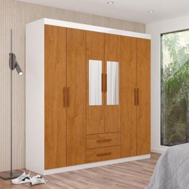 Imagem de Guarda-roupa 6 Portas 2 Gavetas com Espelho Aurora - Carioca Móveis