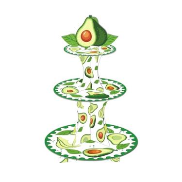 Imagem de Suporte de bolo de abacate de 3 camadas, ideal para aniversários, piqueniques e festas de formatura, torre de sobremesa de frutas e suporte de exibição de bolo