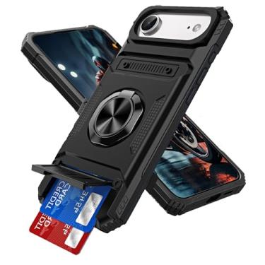 Imagem de MEMAXELUS Capa carteira para iPhone Air / 17 Air 6,5 polegadas com suporte para cartão [loja 2 cartões] anel de 360° suporte de corpo inteiro resistente à prova de choque capa de telefone para iPhone