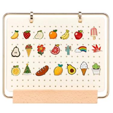 Imagem de blackonvlm Organizador de broche de pendurar, suporte de coleção de exibição de alfinetes de lapela esmaltada, brincos crachá, convenções, broche de colecionador, suporte de armazenamento suspenso