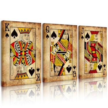 Imagem de Pôster de arte de parede de cartas de baralho vintage pôquer decoração de parede retrô sala de jogos imagem de arte Coringa rei rainha pôster moderno impressões retrô pintura de pôquer vintage para