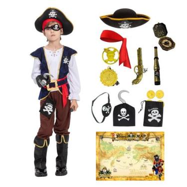 Imagem de Fantasia infantil de pirata JAZGROM com acessórios para meninos