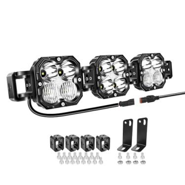 Imagem de Willpower Barra de luz LED de trabalho de 53.3 cm 90W 9000LM com conector DT, luzes de neblina quadradas off-road 12V 24V para carro, veículo, caminhão, trator barco 4x4, branco 6000K, farol à prova